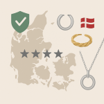 Din guide til danske smykker DK kort med smykker og stjerner